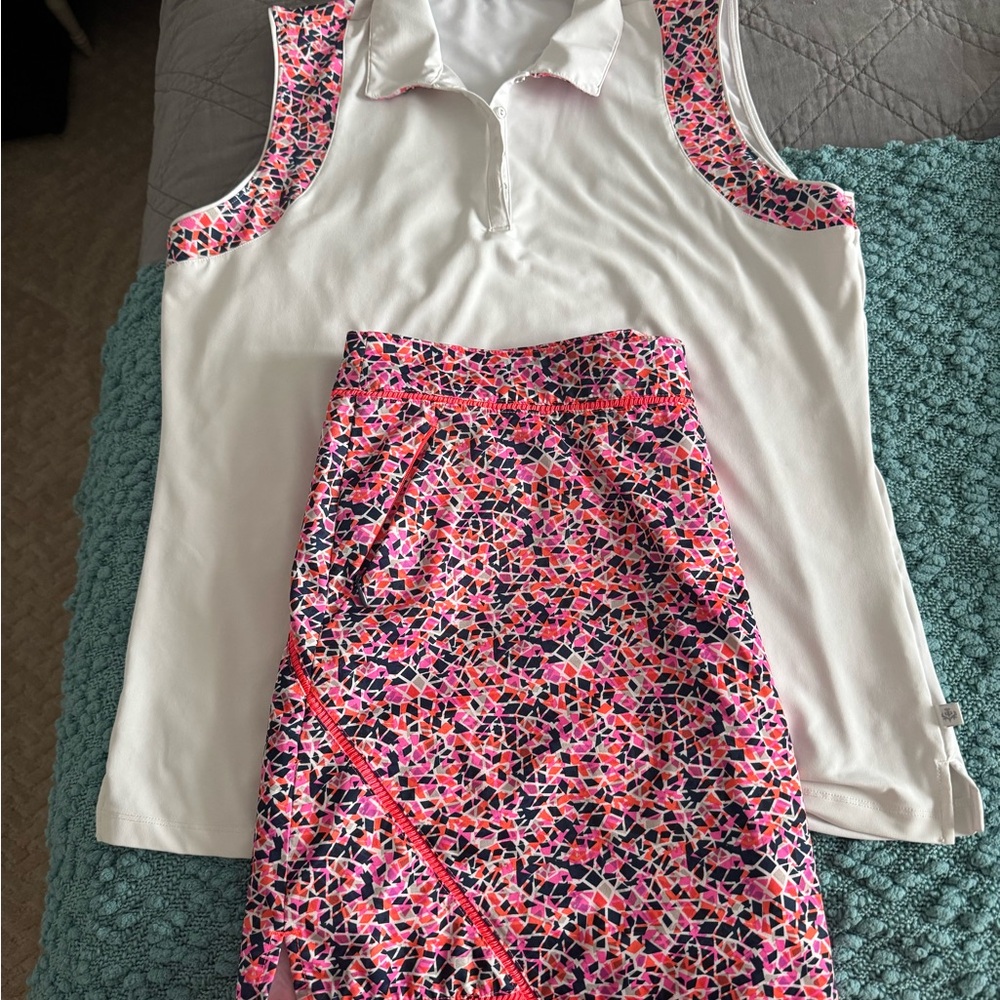 Lady Hagen White and Pink Trim Top